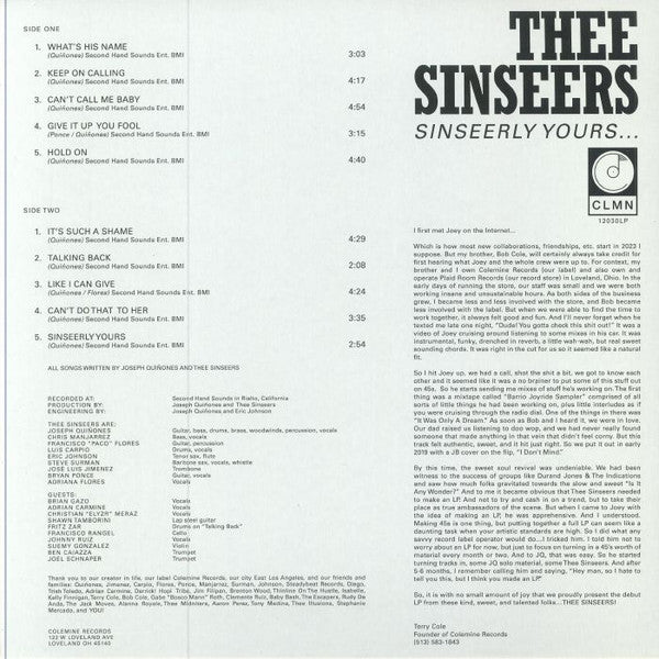 Thee Sinseers : Sinseerly Yours (LP, Album)