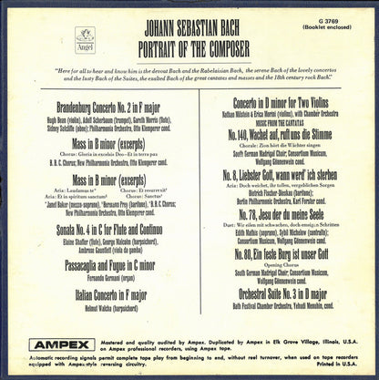 Johann Sebastian Bach : Portrait Of The Composer (2xReel, 4tr Stereo, 7" Reel, Comp)
