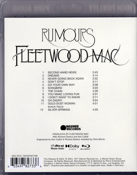 Fleetwood Mac : Rumours (Blu-ray, Blu-ray-A, Album, Ltd, RE, Multichannel, )