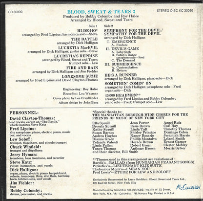 Blood, Sweat And Tears : Blood, Sweat And Tears 3 (Reel, 4tr Stereo, 7" Reel, Album)