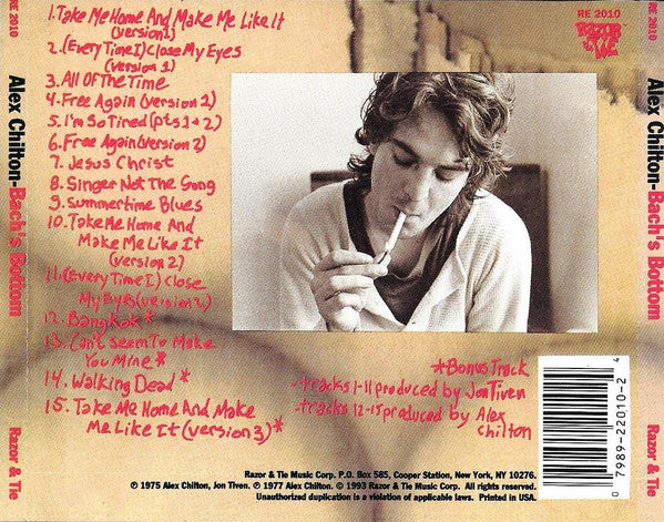 Alex Chilton : Bach's Bottom (CD, Album, RE)