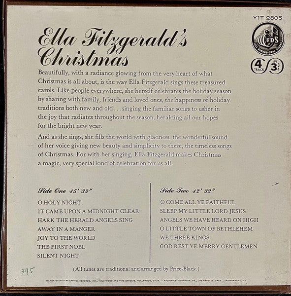 Ella Fitzgerald : Ella Fitzgerald's Christmas (Reel, 4tr Stereo, 7" Reel, Album)