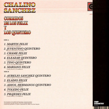 Chalino Sánchez : Corridos De Los Felix Y Los Quintero (LP, Comp, Club, Gre)