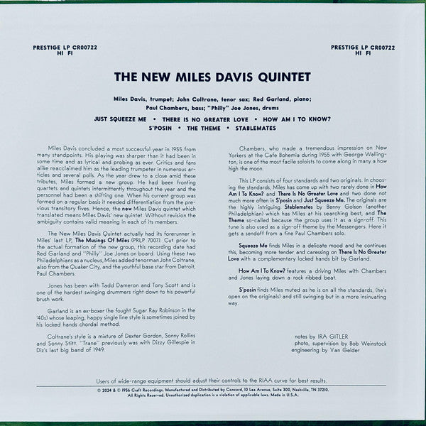 The Miles Davis Quintet : Miles (LP, Album, Mono, RE, 180)