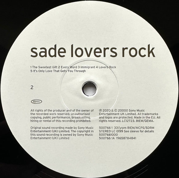 Sade : Lovers Rock (LP, Album, RE, RM, Hal)