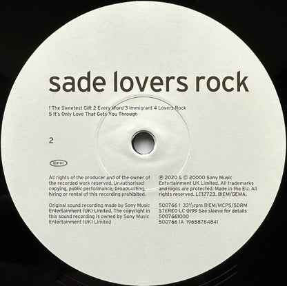 Sade : Lovers Rock (LP, Album, RE, RM, Hal)