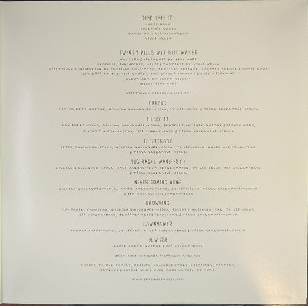 Bent Knee : Twenty Pills Without Water (LP, Album, Yel)