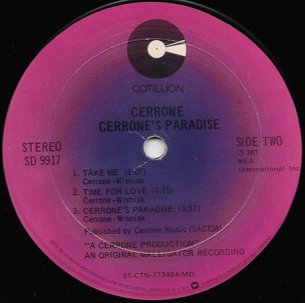 Cerrone : Cerrone's Paradise (LP, Album, Mon)