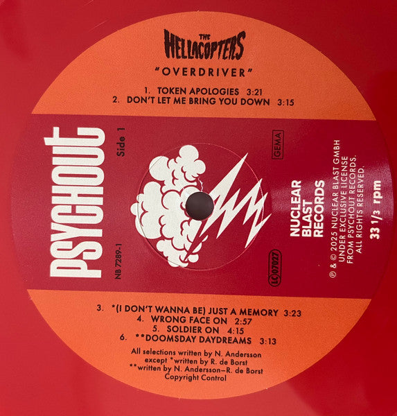 The Hellacopters : Overdriver (LP, Album, Red)