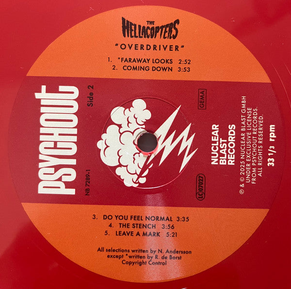 The Hellacopters : Overdriver (LP, Album, Red)