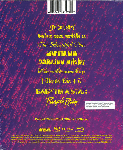 Prince And The Revolution : Purple Rain (Blu-ray, Blu-ray-A, Album, RE, RM, Multichannel, D)