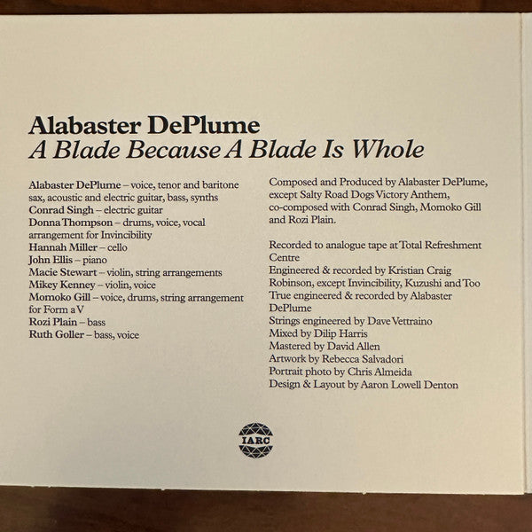 Alabaster DePlume : A Blade Because A Blade Is Whole (CD, Album)