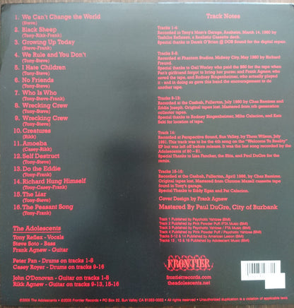 Adolescents : The Complete Demos 1980-1986 (LP, Comp, Whi)