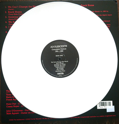 Adolescents : The Complete Demos 1980-1986 (LP, Comp, Whi)