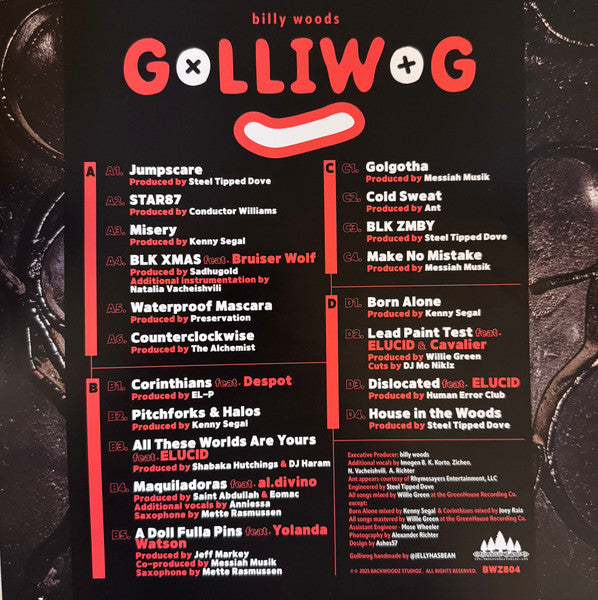 洋楽 billy woods - GOLLIWOG (2LP) billy woods - GOLLIWOG [2xLP VINYL] – backwoodzstudioz