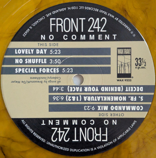 Front 242 : No Comment (LP, Album, Ltd, RE, RM, Bel)