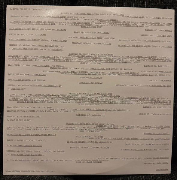 Jonas Brothers : Greetings From Your Hometown (LP, Album, Cob)