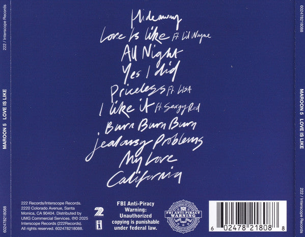 Maroon 5 : Love Is Like (CD, Album)