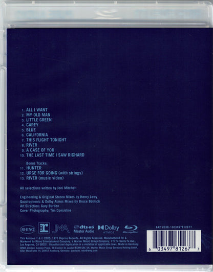 Joni Mitchell : Blue (Blu-ray, Blu-ray-A, Album, Quad, RE, Multichannel,)