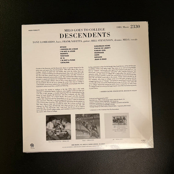 Descendents : Milo Goes To College (LP, Ltd, RE, RM)