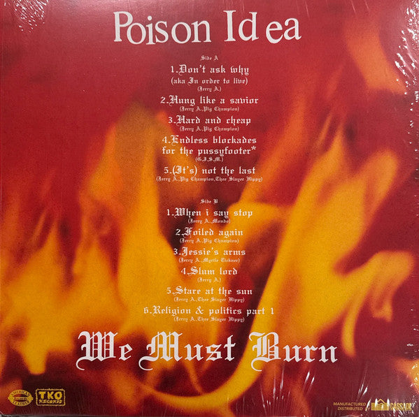 Poison Idea : We Must Burn (LP, RE, RM, Red)