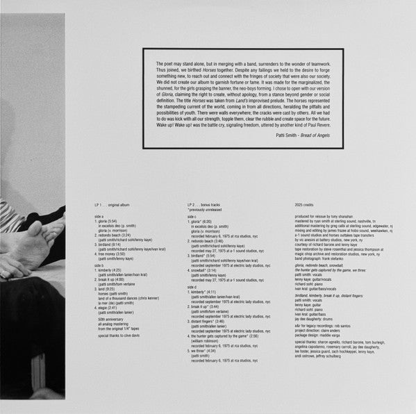 Patti Smith : Horses (LP, Album, RE, RM + LP + 50t)