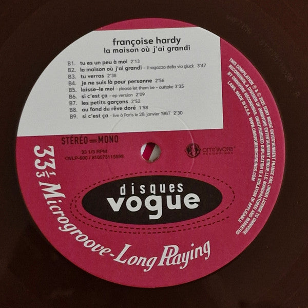 Françoise Hardy : La Maison Où J'ai Grandi (LP, Album, RE, RM, Opa)