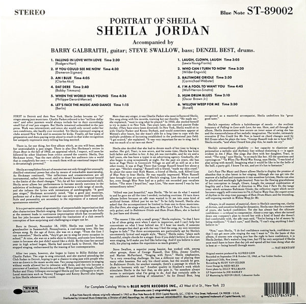 Sheila Jordan : Portrait Of Sheila (LP, Album, RE, 180)