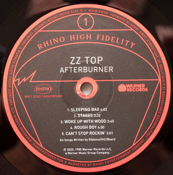 ZZ Top : Afterburner (LP, Album, Ltd, RE, RM)