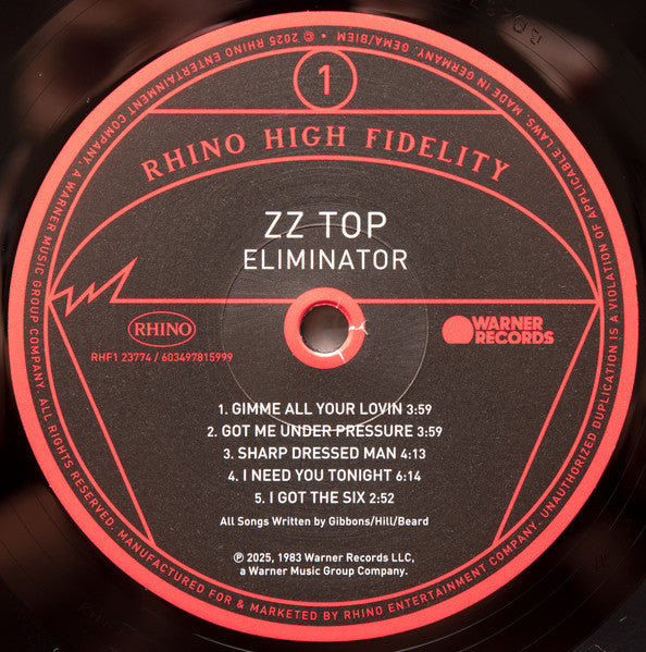 ZZ Top : Eliminator (LP, Album, Ltd, RE, RM)