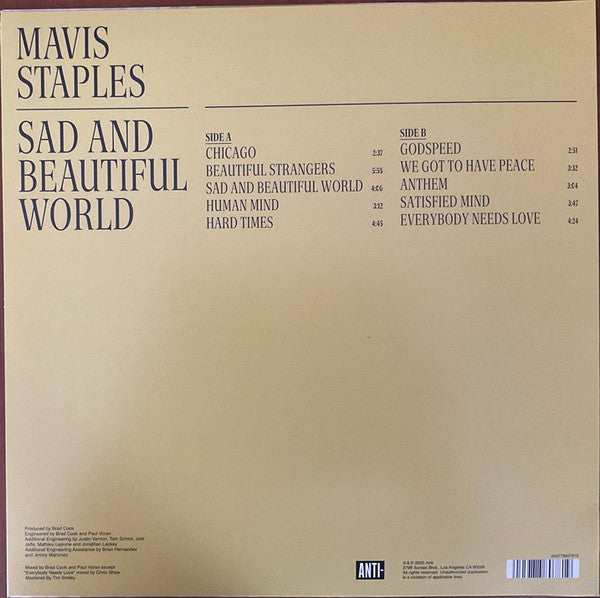 Mavis Staples : Sad And Beautiful World (LP, Album, Ltd, Opa)