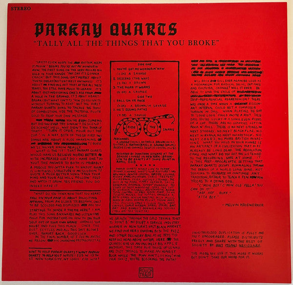 Parkay Quarts* : Tally All The Things That You Broke (12", EP)