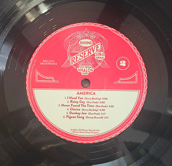 America (2) : America (LP, Album, RE, 180)