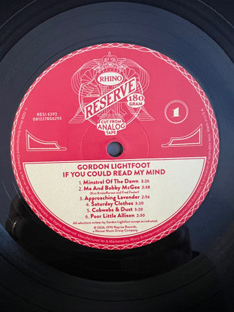 Gordon Lightfoot : If You Could Read My Mind (LP, Album, RE, 180)