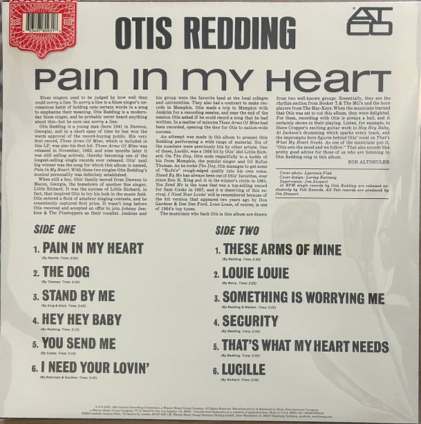Otis Redding : Pain In My Heart (LP, Album, Mono, RE, 180)
