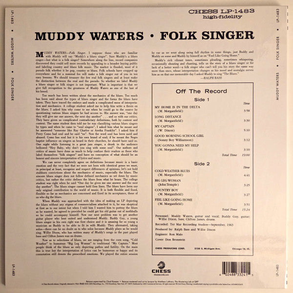 Muddy Waters : Folk Singer (LP, Album, Mono, RE, RM, 180)