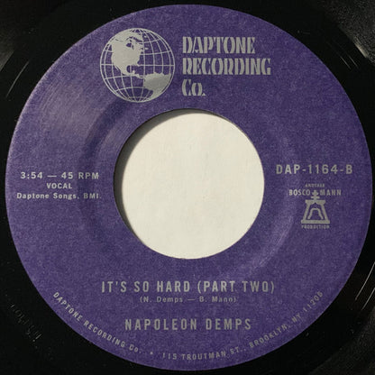 Napoleon Demps : It's So Hard (7", Single)