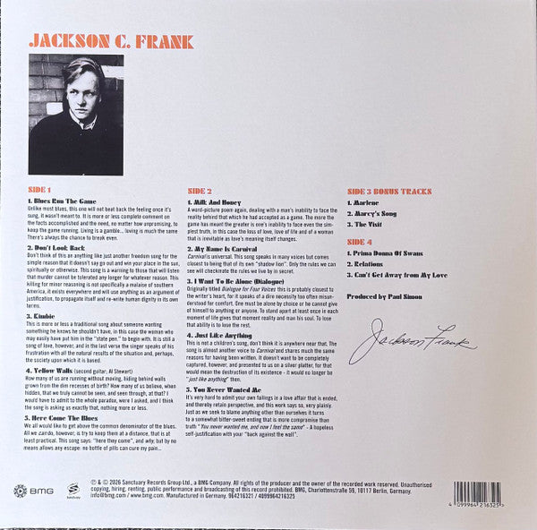 Jackson C. Frank : Jackson C. Frank (RSD + LP, Album, Mono, RE + LP, Comp)