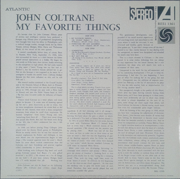 John Coltrane : My Favourite Things (LP, Album, RE)