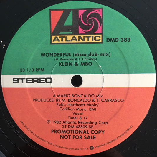 Klein & MBO* : Wonderful (12", Promo)