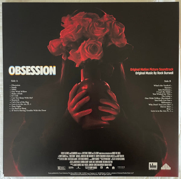 Rock Burwell : Obsession (Original Motion Picture Soundtrack) (LP, Album, Dlx, Pea)