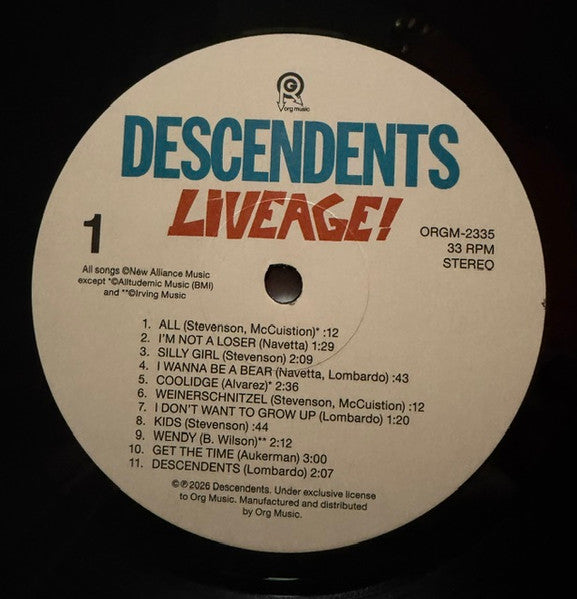 Descendents : Liveage! (LP, Album, RE)