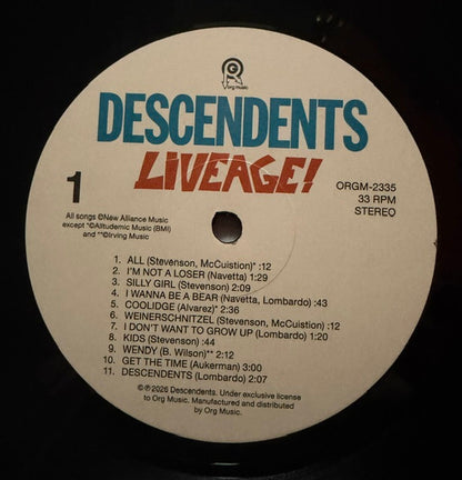 Descendents : Liveage! (LP, Album, RE)