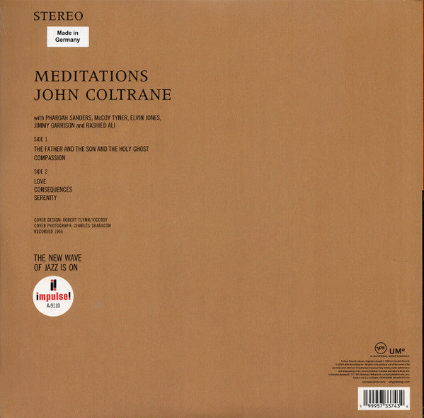John Coltrane : Meditations (LP, Album, RE, RM, Gat)