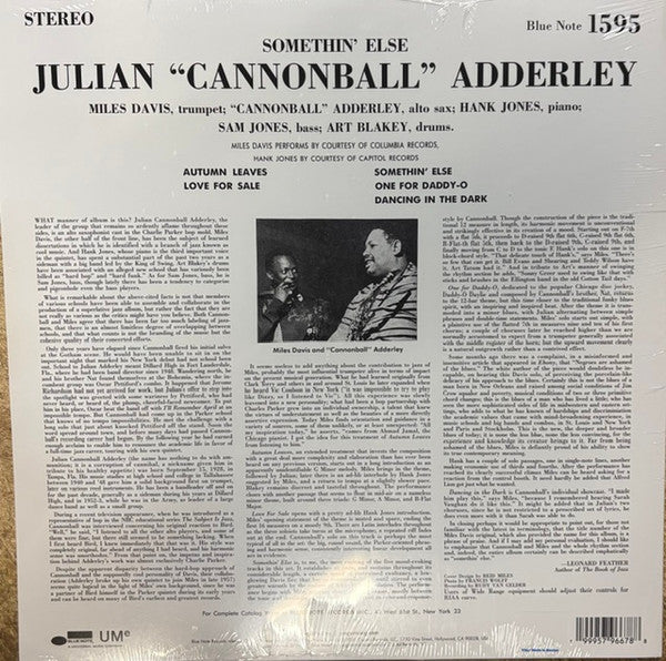 Cannonball Adderley, Miles Davis, Hank Jones, Sam Jones, Art Blakey : Somethin' Else (LP, Album, RE, 140)