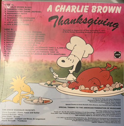 Vince Guaraldi : A Charlie Brown Thanksgiving (Original Soundtrack Recording) (LP, Album, Bioplastic, RE, Ind)