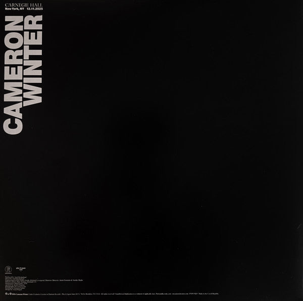 Cameron Winter : Live At Carnegie Hall (2xLP, Album, Dee)