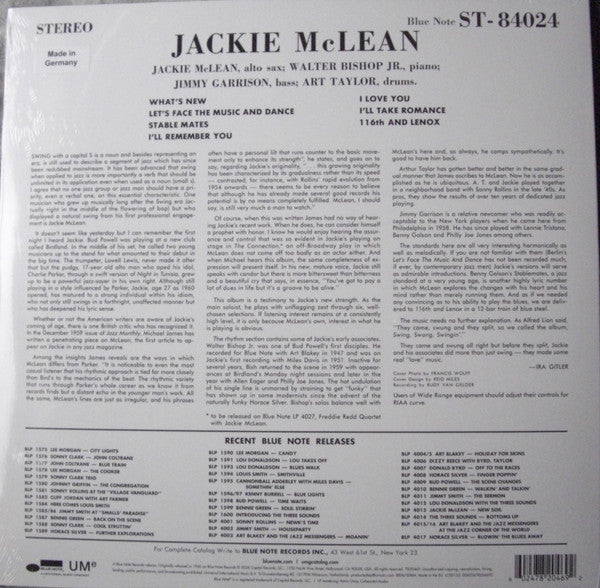 Jackie McLean : Swing, Swang, Swingin' (LP, Album, RE)