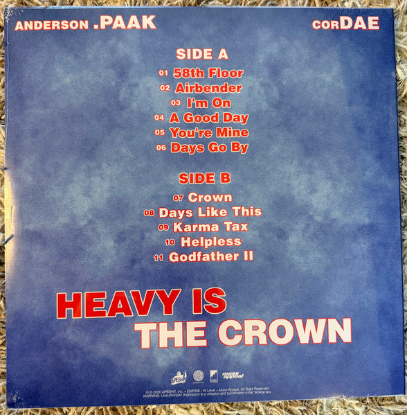 Anderson .Paak, Cordae : Heavy Is The Crown (LP, Album, Ltd, Pin)