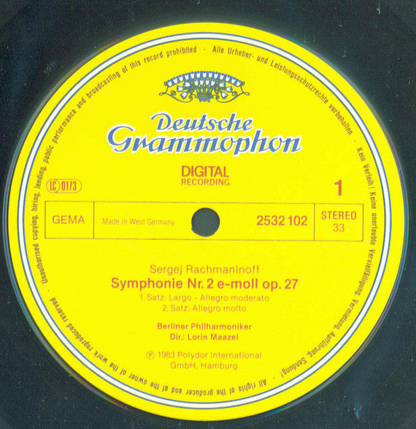 Rachmaninov* • Berliner Philharmoniker • Lorin Maazel : Symphonie No.2 (LP)